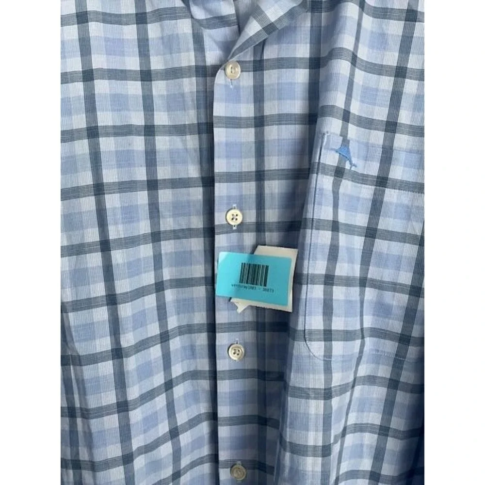 Tommy Bahama IslandZone Shirt XXL‎ Blue Plaid Long Sleeve Performance Stretch - Picture 2 of 9